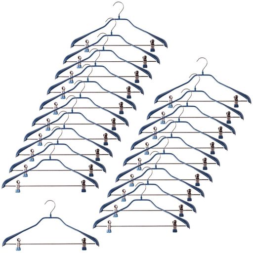マワすべり落ちないMAWAハンガー「ボディーフォームクリップ42」スーツコート用(婦人M紳士S・Mサイズ)ラメブルー20本組MA4440LBL-SE20