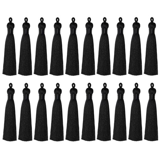 20本光沢素材タッセル手芸アクセサリーパーツカーテン房飾りフリンジDIYクラフト材料手作り雑貨(ブラッ..