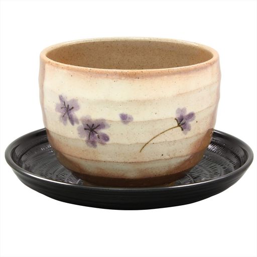 美濃焼ゆったり碗(茶托付)小花朱日本製503-05