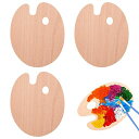 PAVIKE絵の具パレット【3個セット】絵画パレット木製DIY手工芸ペイントツール、親指穴デザインで、再利用可能、お手入れ簡単。油絵の具、水彩画などに使用