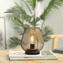 JHYDESIGNLEDランタン卓上ランプメタルケージデザイン電池式間接照明コードレステーブルランプ装飾ライトアクセントライトLED電球付き電気スタンド常夜灯部...