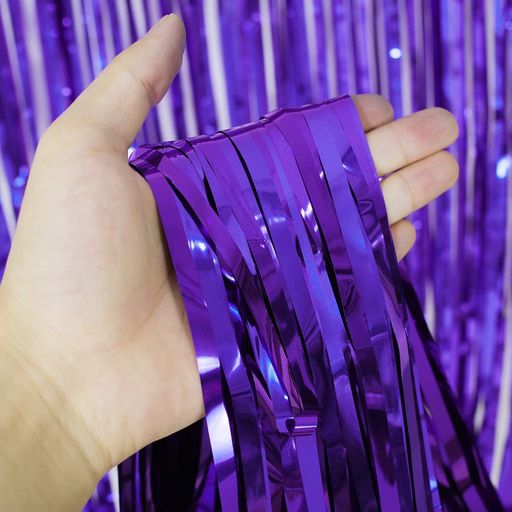 「2個セット」Augsionタッセルカーテンキラキラ背景華やかな金属感明るい光沢誕生日飾り付け100cm*200c..