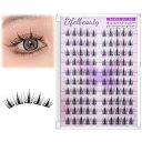Eifelbeautyグルー不要人工繊維分割式つけまつげナチュラル束感大容量セット性価比の良い選択ワンホン風軽量で快適極細黒軸一回使い切り簡単装着デイリーメイク...