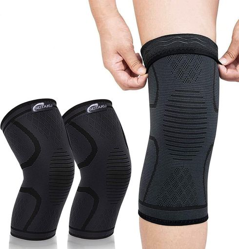 Seitaku膝サポータースポーツひざサポーター夏用高通気伸縮性薄手膝当てバレーボールランニングバスケ登山男女兼用2枚セット(Lブラック)