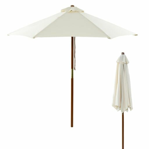 ガーデンマスター(Gardenmaster)ガーデンパラソル木製パラソル(直径210cm)お庭ベランダテラスバルコニー日よけ大型風に強いNMP-21(IV)アイボリー