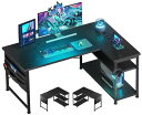 YETOMゲーミングデスクL字デスクPCデスク右棚左棚幅107CMゲーミングテーブル収納袋付きオフィスデスクゲームデスクゲーミング机つくえライティングデスク黒い