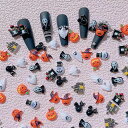 ネイルパーツハロウィン100個セット3D立体おばけかぼちゃスカル猫ハロウィンネイルパーツ大きめネイルアートデコパーツジュエリーパーツレジン封入(マルチカラー)