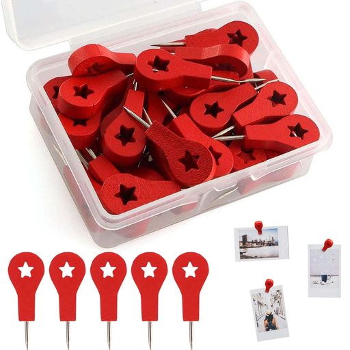 PAVIKEコルクボードピン画びょう木画びょうピン世界地図コルクボード用レッドスチールニードルドキュメント用マップ用文書マップ写真用(レッド)