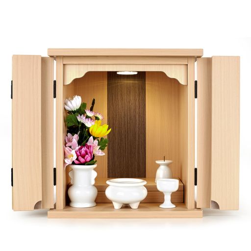 木々語りミニ仏壇ミニモダン新12号【LED照明付】【桜シールをプレゼント】幅33cm奥行き26cm高さ36cm/小さな/コンパクトリビングおしゃれに最適「ナチュ...