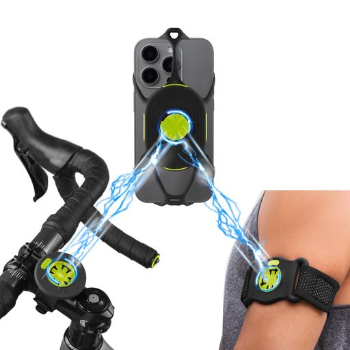 【最新磁気アップグレード版】Bone第二世代ランニング用アームバンドベース+自転車スマホホルダーは、外出先でもスマホを持ち歩きたいスポーツ愛好家のために設計された、アップグレードされた改良版です。あなたの声を聞き、Boneはあなたの毎日のスポーツライフと共にあります! (キット内容: スマホホルダー &amp; サイクルコンピュータマウント &amp; 無料リストストラップ / スマホホルダー &amp; ランニングマウント &amp; 伸縮バンド*3) 【衝撃吸収】自転車ストラップの裏面に滑らかなシリコン分子加工を施し、滑り落ちないように第二世代に改良しました。道路の振動による圧力を分散させ、携帯を保護して損傷を防ぐことができます。でこぼこ道でもサイクリング中のスマホの安全性と安定性を確保します。 【360度回転】オリジナルデザインのスマホホルダーは360度自由に回転することができ、スマホを簡単にひねって、必要な角度にすることができます。数秒で取り付け、取り外しが柔軟にできます。横位置でも縦位置でも自由に角度を調整できます。