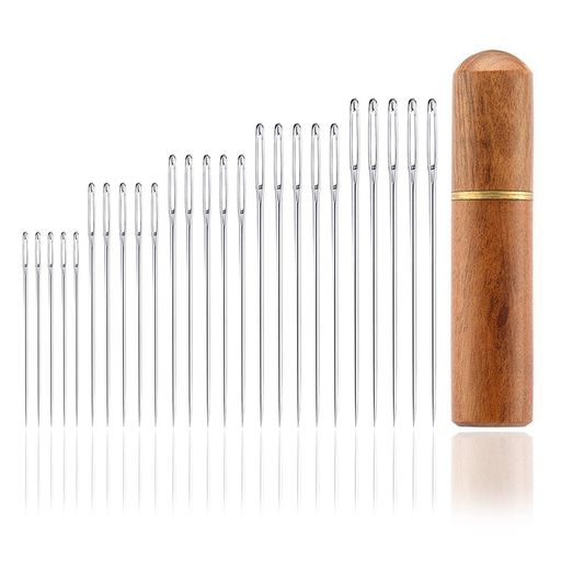 LIANHATA手縫い針5サイズ針用容器付き縫い針鋭い針針穴の大きい針セット手縫針手芸DIY工具毛糸編みや刺..