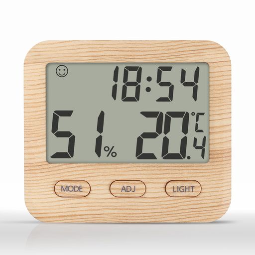 SEKECHIKU 温湿度計 デジタル湿度計 室内温度計 温度湿度計 時計 カレンダー 温度 湿度 デジタル 小型 壁掛け 卓上 マグネット快適度表示 LCD見やすい 梅雨対策 熱中症対策予防 インフル対策 健康管理 温湿度計測定器 (木目調)