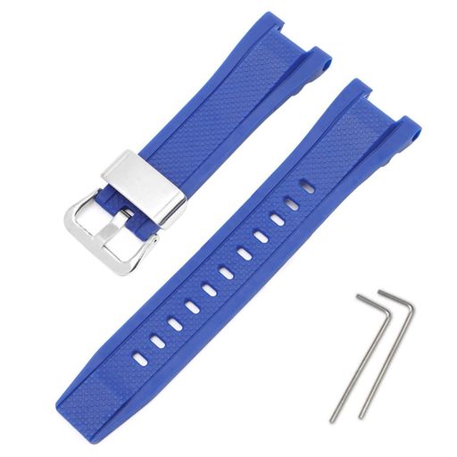 カシオ用GST-W300/GST-S300/GST-W310/GST-W330/GST-W100用バンド交換バンドベルトシリコン製ストラップ交換用ベルト柔らかいスポーツ耐衝撃防汗(ブルー)