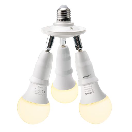 DiCUNOLED電球専用3分岐ソケットE26口金LED電球付き60W相当9W電球色2700K照射角度可調