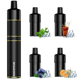 EONFINE 電子タバコ VAPE ベイプ 新フレーバー4個付き べいぷ本体 約7000口吸引可能 水蒸気タバコ 禁煙グッズ 電子たばこ 爆煙 ニコチン タール無し ブラック