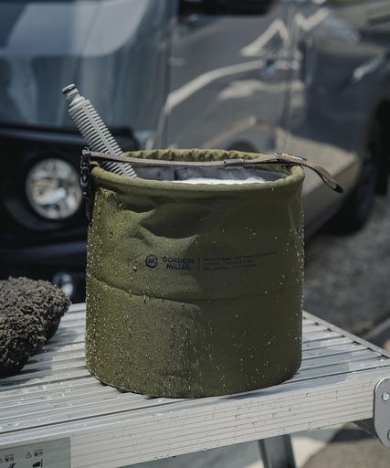 GORDONMILLER車用コーデュラフォールディングバケツ12L洗車ゴミ箱小物入れ折り畳みオリーブドラブ1762322