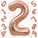 Exgox数字バルーンローズゴールドアルミ風船誕生日40インチナンバー2ハッピーバースデー飾り付け男の子女の子ギフト記念日お祝いパーティー結婚式披露宴