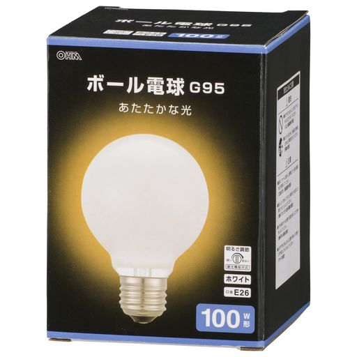 ŵ Ǯŵ ܡŵ Ǯ E26 100W G95 Ĵǽб ե ŵ ۥ磻 LB-G9695K-WN 06-0876 OHM