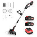 ナウィン充電式草刈機20V4.0Ahバッテリー2個付属超軽量2.1kg6インチ静音設計伸縮式(100-138cm)60度角度調整可能3種類刃付き芝刈り/雑草/畑作業用家庭用/農園用電動草刈機(6インチ式)