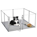 BINGOPAW 大型犬用サークル アクリル 透明パネル 中型犬 室内 防水シート ドア付き 高さ80 130 特大 小型犬の多頭飼い 囲い クリア 掃除しやす...
