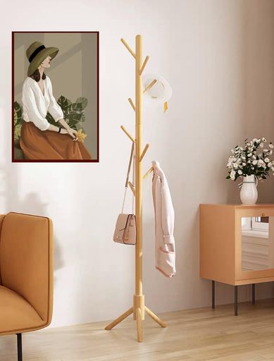 徒然日和【新生活応援商品】木のある暮らしポールハンガー木製コートハンガーロング丈洋服掛け子供ポールハンガー子供ハンガーラック学用品収納花粉症対策玄関置き衣服収納...