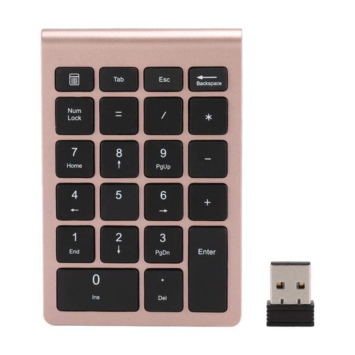 数字キーパッド ASHATA 22キー数字キーパッド USB 2.4Gワイヤレスミニエルゴノミックキーボード レシーバー付き ANDROID、WINDOWS、MAC OSシステムに対応(ローズゴールド)