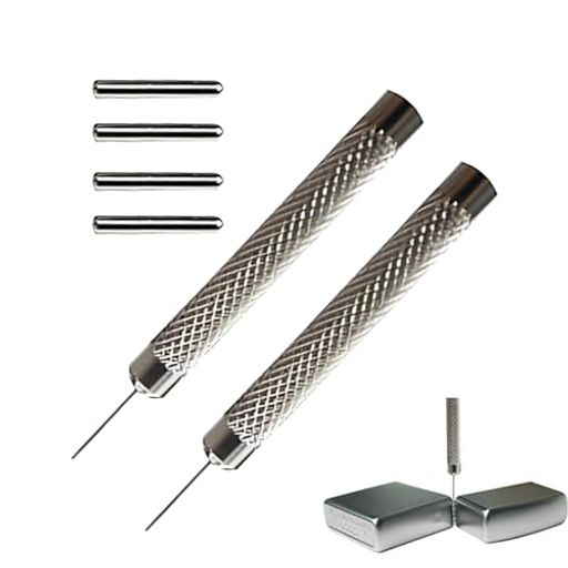 EsiFareオイルライター修理用メンテナンス工具ヒンジピン4本+パンチ2本メンテナンスキット長さ8mm直径1..