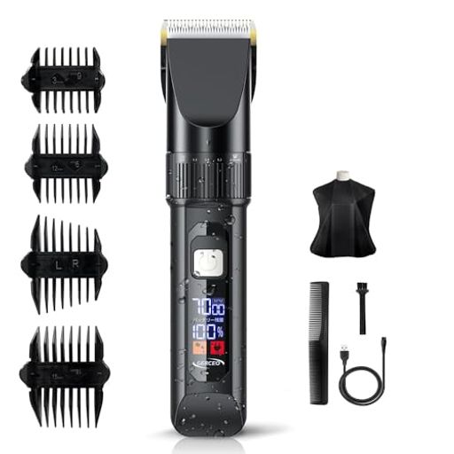 バリカンメンズヘアカッター【新登場&USB充電式】電動バリカン散髪用水洗い可IPX7防水大容量バッテリー内蔵4段階スピード調節5段階ダイヤルX4種類アタッチメントの付け替え低騒音軽量コ… バリカンメンズヘアカッター【新登場&USB充電式】電動バリカン散髪用水洗い可IPX7防水大容量バッテリー内蔵4段階スピード調節5段階ダイヤルX4種類アタッチメントの付け替え低騒音軽量コ…
