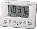 リズム(RHYTHM)目覚まし時計電波時計デジタル暗所自動点灯カレンダー温度計付きダブルアラーム白フィットウェーブD1918RZ191SR03(3)