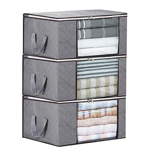 LATTCURE布団収納袋収納ケース3個セットふとん収納不織布大容量布団収納バッグ引越しバッグ折り畳み式60x42x36cm透明窓省スペース衣類収納洋服収納引っ越し押し入れ防塵/防湿/防カビ/防虫