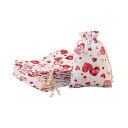 【BEAUTYPLAYER】ミニ巾着袋麻布母の日ラッピング10*14cm10枚セットクリスマスプレゼント袋誕生日ギフト贈り物用お菓子キャンディーアクセサリー小物入れ小分け袋ギフトバッグ(ハート10枚セ…