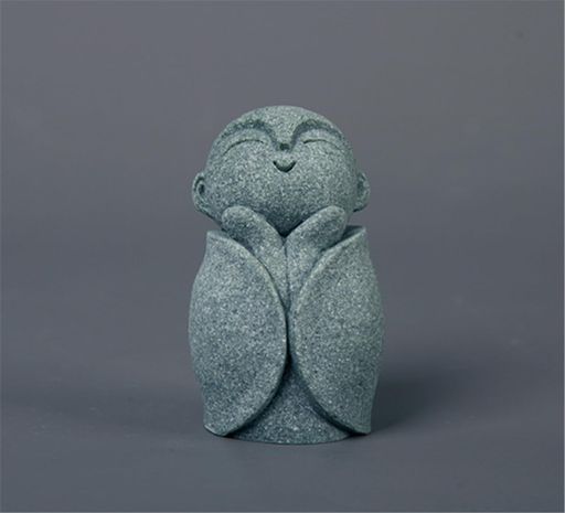 お地蔵さん和尚さん禅の意可愛い祈り癒しおじぞうさま守り神みかげ石縁の良い置き物御影石仏像(靜悟の..