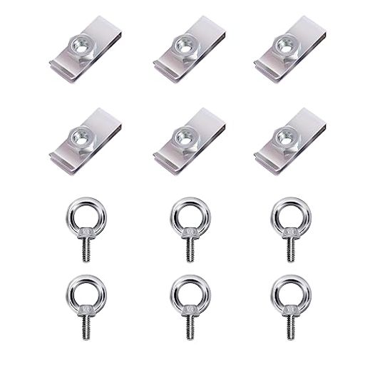 M6(37x15mm)クリップナット&M6アイボルト6個セット12mm304ステンレスボルトセット吊り下げ地震対策木工..