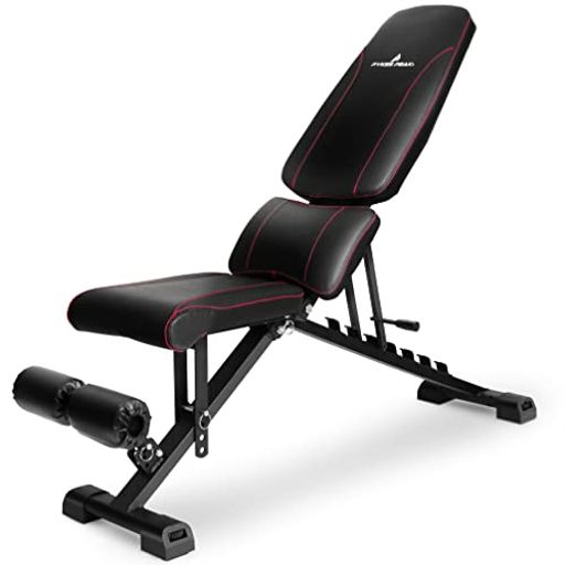 PYKESPEAK(パイクスピーク)トレーニングベンチインクラインベンチ耐荷重330kg折り畳み角度調節収納便利胸筋背筋腹筋ベンチプレスダンベル宅トレ筋トレベンチ日本語説明書レッド