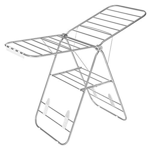 SONGMICS物干しスタンド洗濯物干し室内物干し布団干し物干しラック折りたためる全体スチール製幅144cm組立不要高さ調節可能靴掛け付き頑丈LLR51SV