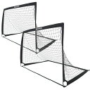 REFREEZE(リフリーズ)折りたたみサッカーゴール収納バッグ付き室内屋外兼用ポータブル(200x130CMブラック2個セット200x130CM(持ち運び時組立・分解必要))