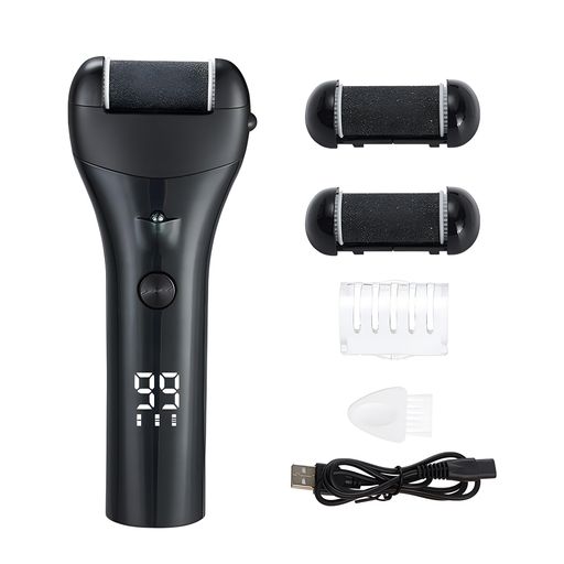 Coollooda電動角質リムーバーかかと角質取りUSB充電式3種ローラー3段階スピード角質リムーバー電動角質..