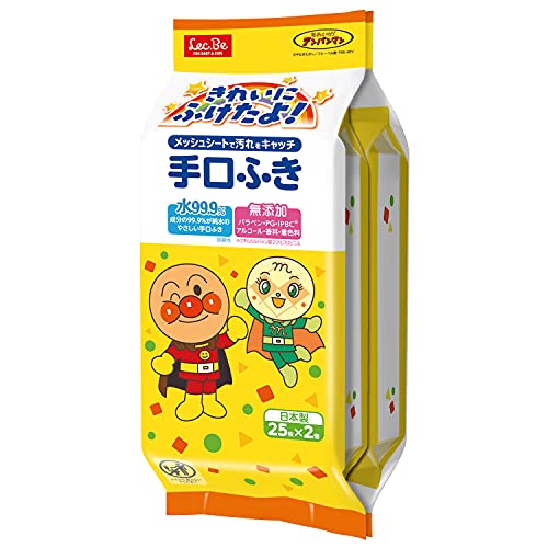 激落ちくん レック(LEC) アンパンマン 純水99.9% おでかけ用 手口ふき メッシュシート 弱酸性 赤ちゃん 日本製 てくちふき 25枚×2個