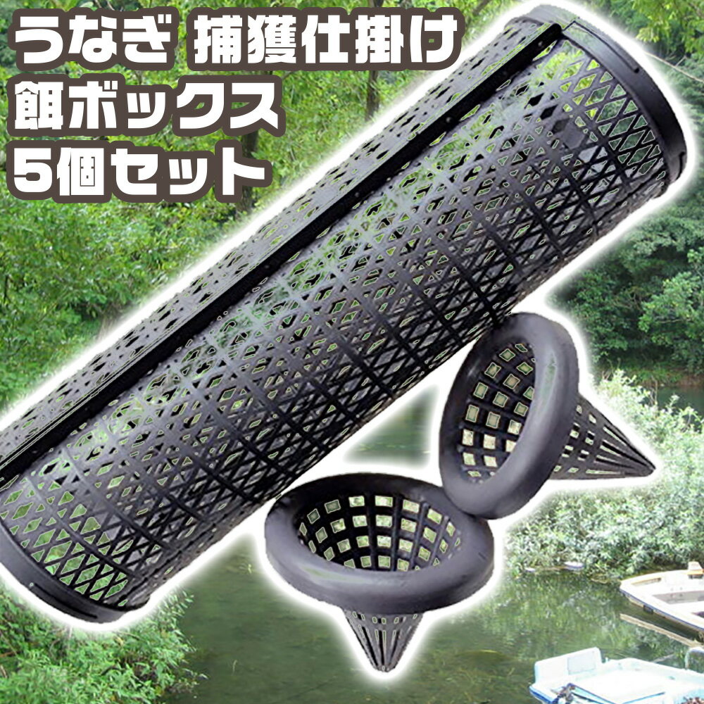 【あす楽】【送料無料】 ウナギ 仕掛け うなぎ 取り 筒 捕獲器 捕獲 器 アナゴ筒 カゴ ワナ 鰻 あなご アナゴ 穴子 しかけ 道具 ＆ コマセカゴ 捕獲機 セット (5個 セット) 餌箱 餌ボックス 魚捕獲 魚捕り プラスチック