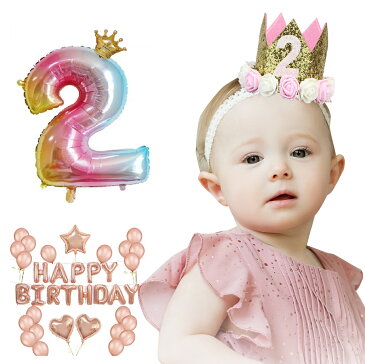 【あす楽】【送料無料】赤ちゃん 誕生日 お祝い 飾り 王冠 バルーン ベビー プリンセスクラウン (2歳)