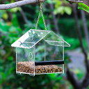 【あす楽】【送料無料】バードフィーダー 透明 野鳥 餌台 鳥 えさ入れ 給餌器 吊り下げ 巣箱 アクリル （家型 1個） その1