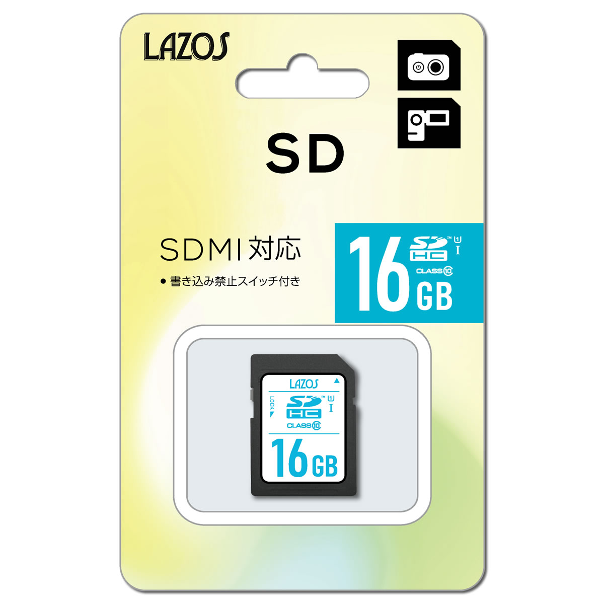 Lazos SDHCメモリーカード 16GB CLASS10 SD SDカード デジカメ カメラ ビデオに