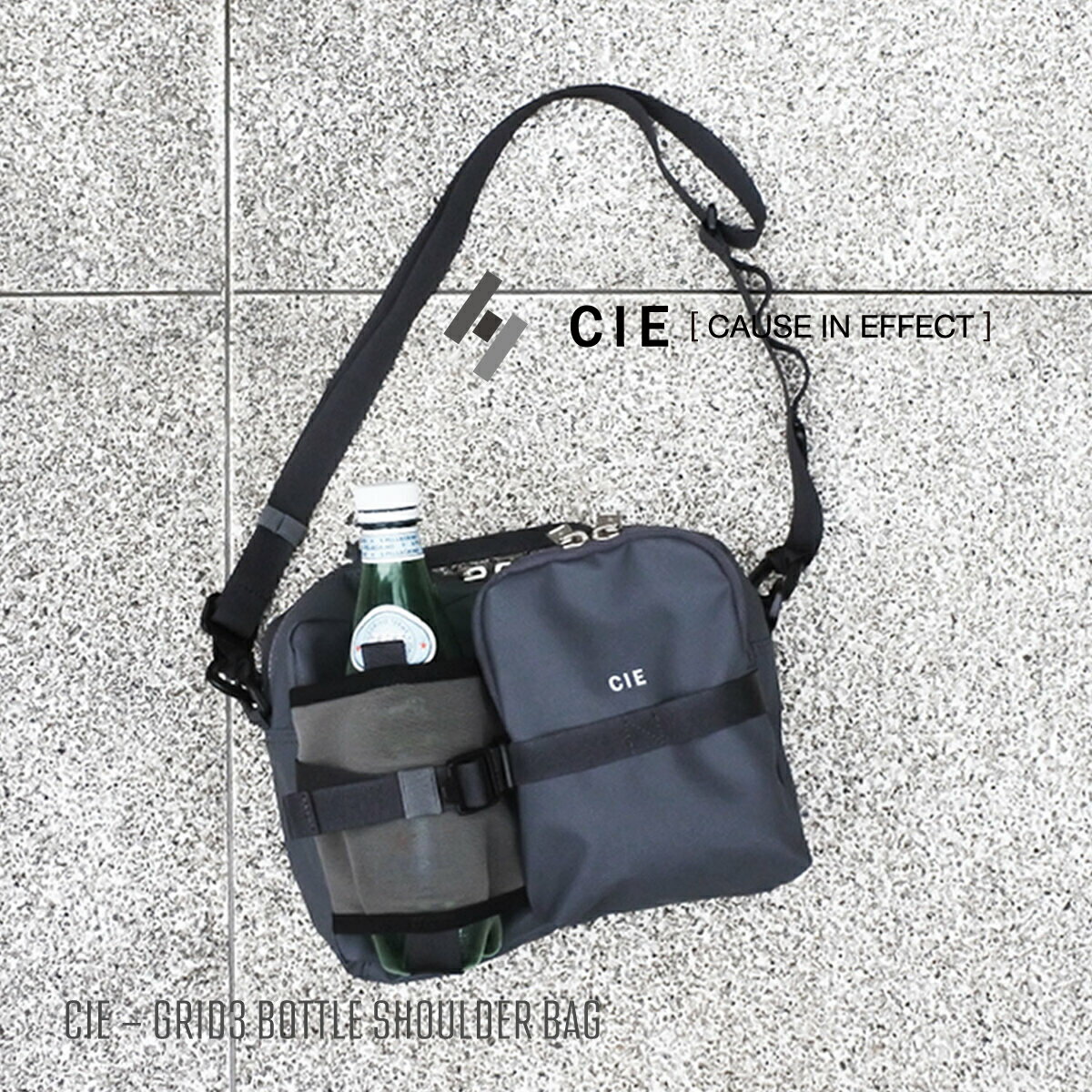 シー CIE グリッド3 GRID3 ボトル ショルダー バッグ BOTTLE SHOULDER BAG 斜め掛け クロス ボディ ホルダー シンプル カジュアル メンズ レディース ユニセックス MADE IN JAPAN 日本製 lla0032065 BLACK LIGHT GRAY NAVY 黒 灰色 紺 ブラック ライトグレー ネイビーグレー