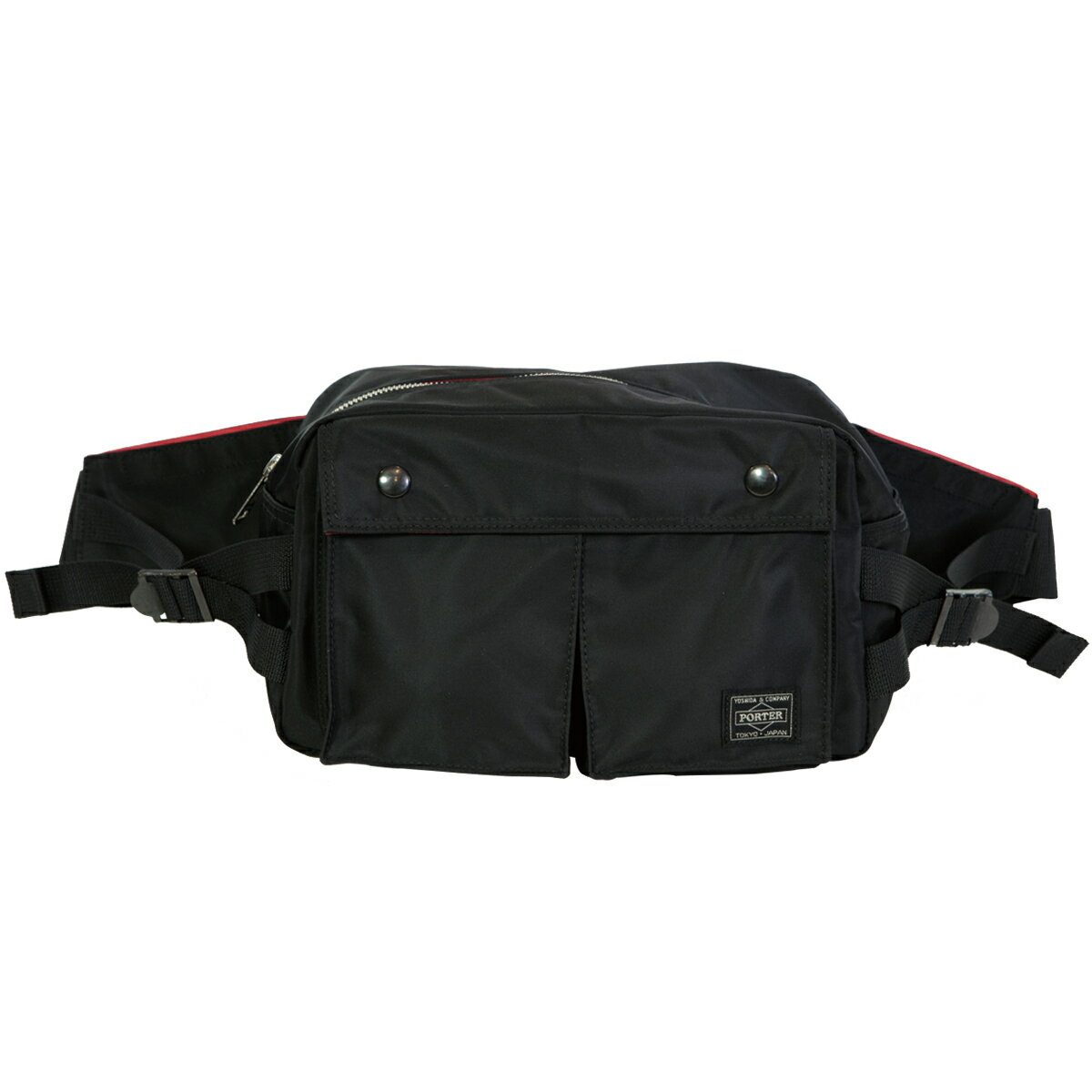 男女兼用バッグ, ボディバッグ・ウエストポーチ  PORTER L-fine MADE IN JAPAN PORTER ILS L Waist Bag Small LYD383-06695 Black Red