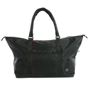 ポーター エルファイン ボストンバッグ（L） 383-09795 ダッフル PORTER L-fine ロール Boston duffel duffle Bag MADE IN JAPAN 日本製 吉田鞄 メンズ レディース ユニセックス 国産 赤 黒 PORTER ILS 共同企画 LYD383-09795-10 黒赤 赤黒 ブラック 裏地 レッド Black Red