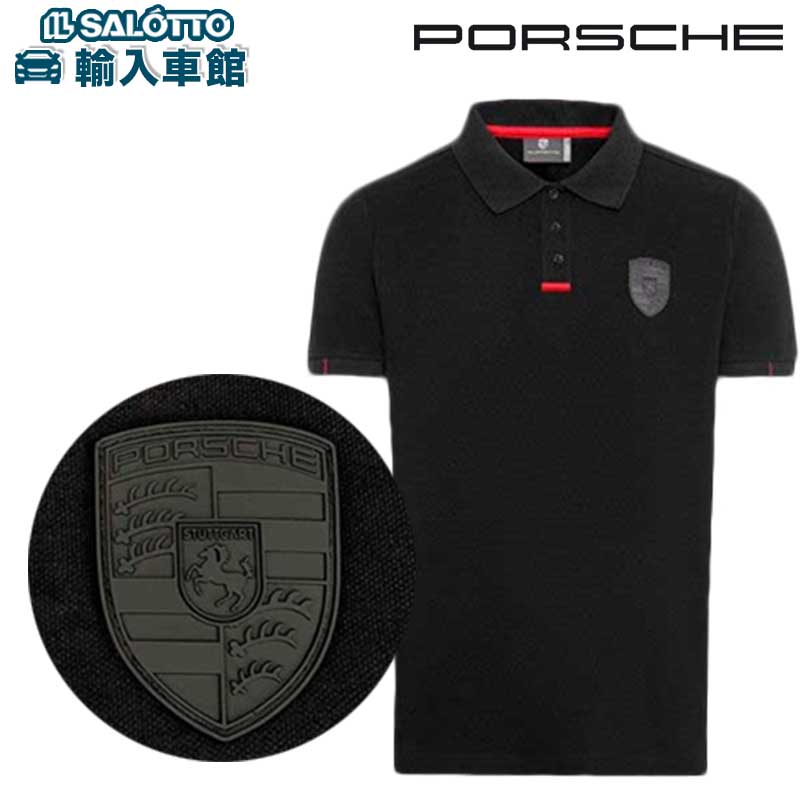 【 ポルシェ 純正 即日出荷 】クレスト ポロシャツ ブラック M 半袖 メンズ レディース ユニセックス アパレル 服 黒 ロゴ ゴルフ Porsche オリ...