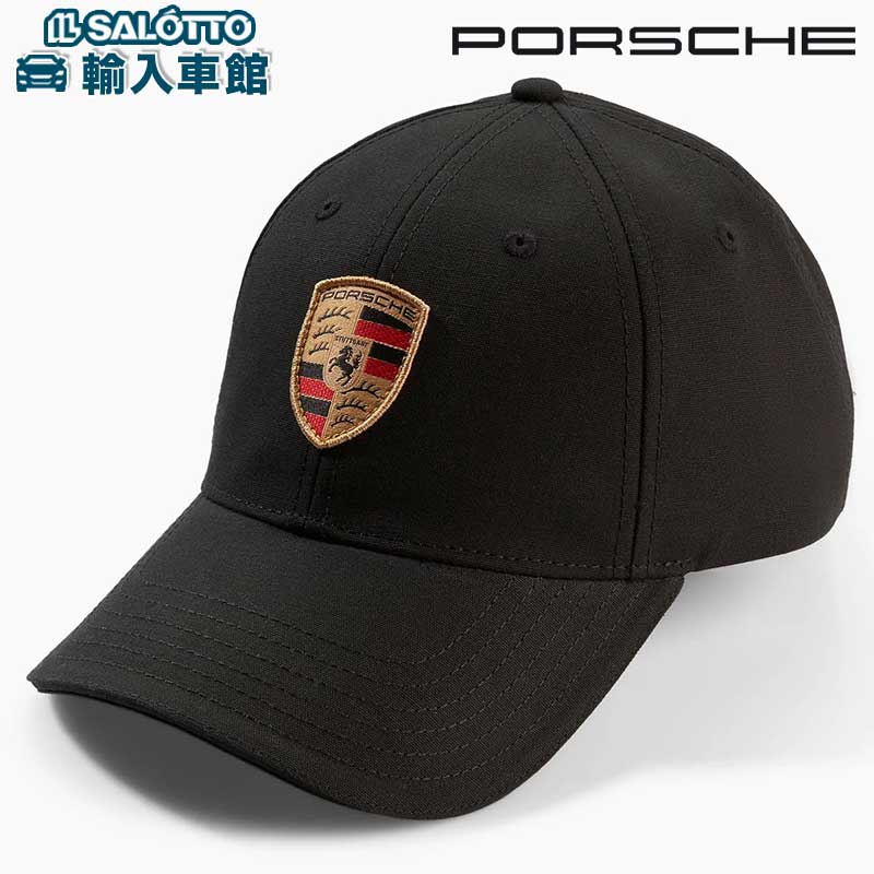 乐天商城 - 【 ポルシェ 純正 即日出荷 】 クレスト ベースボール キャップ エッセンシャル ブラック ワッペン入り フリーサイズ ストラップバック ゴルフ golf 帽子 黒 コンペ 景品 Porsche オリジナル アクセサリー