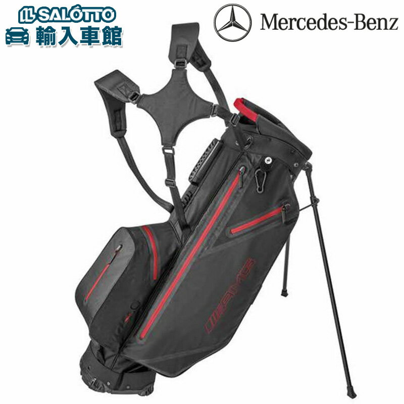 【 ベンツ 純正 】8型 キャディバッグ スタンド式 AMG 約38×20×92cm 仕切り 5分割 長さ調節可能 ショルダー ストラップ ブラック レッド レ...