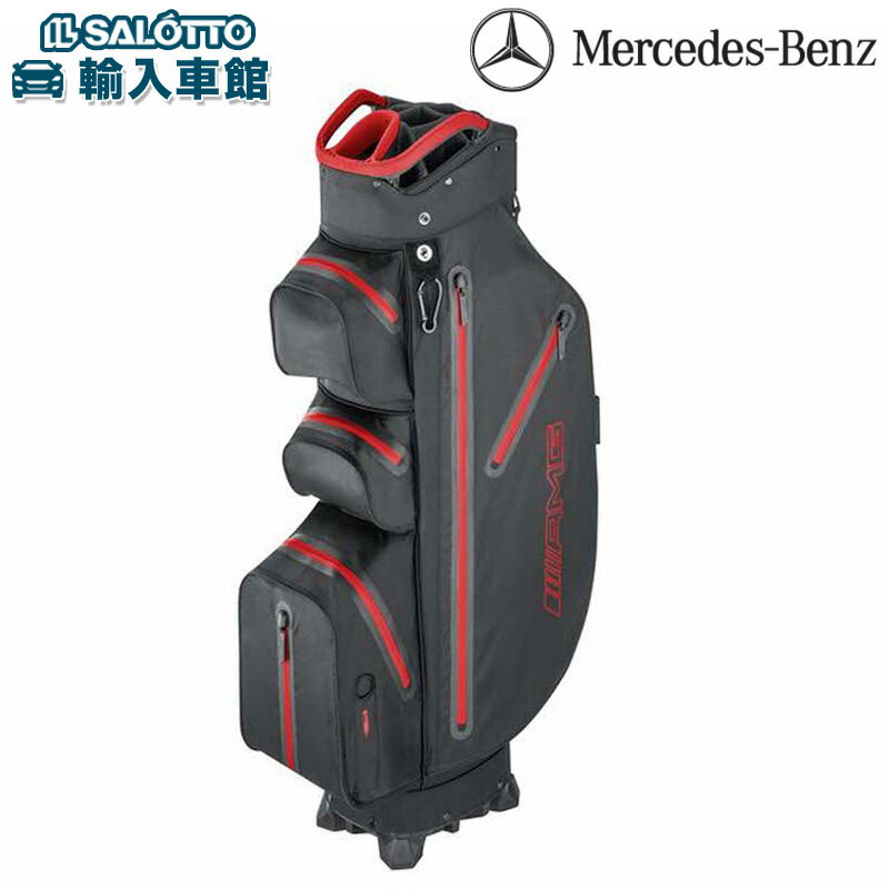 【 ベンツ 純正 】9型 キャディバッグ AMG 約36×22.5×91.5cm 仕切り 14分割 長さ調節可能 ショルダー ストラップ ブラック レッド キャ...