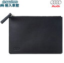 【 AUDI 純正 】 レザー ジップ ポーチ ブラック 19×15cm 牛革 小物入れ 収納 バッグインバッグ ケース ジッパー 黒 アウディ オリジナル ア...